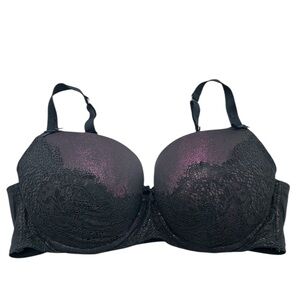 Cacique Black and Purple Lace Bra